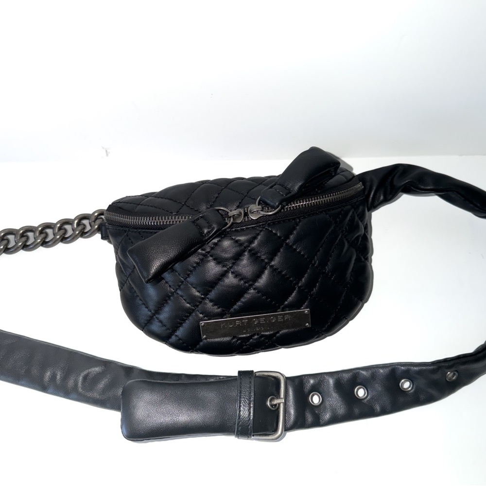 Kurt Geiger London Small Black Brixton Leather Quilt Belt Bag Bumbag Travel - Picture 13 of 16